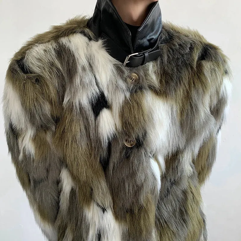 Color Contrast Faux Fur Jacket