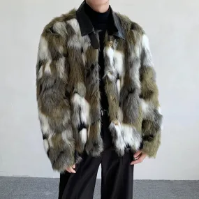 Color Contrast Faux Fur Jacket