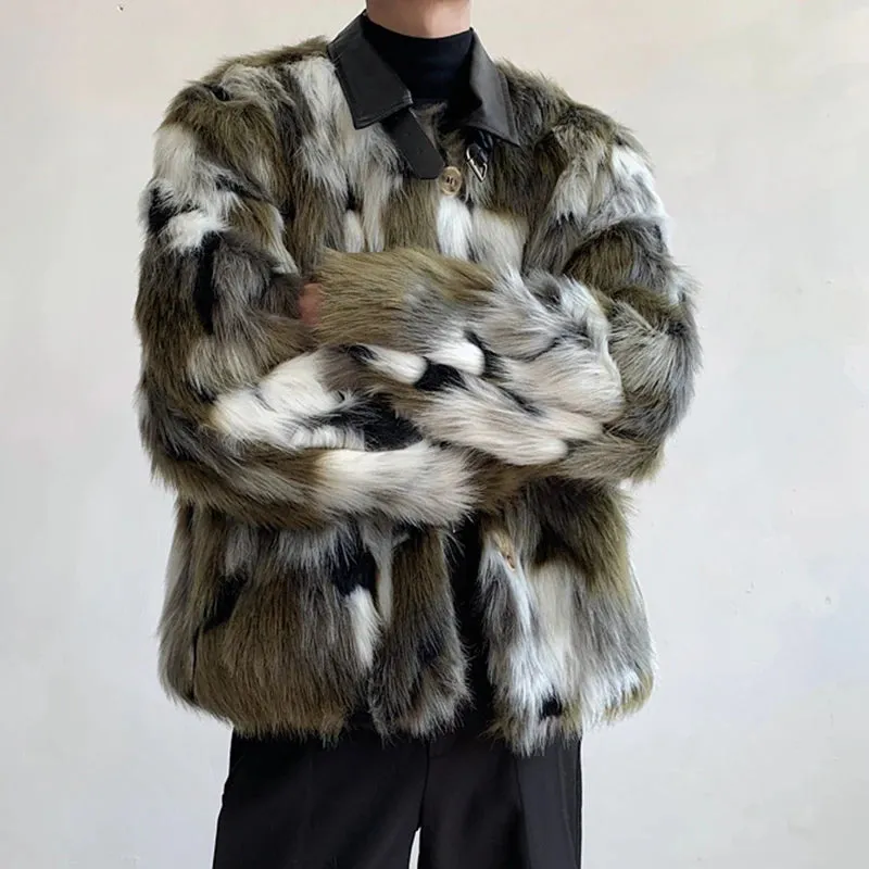 Color Contrast Faux Fur Jacket