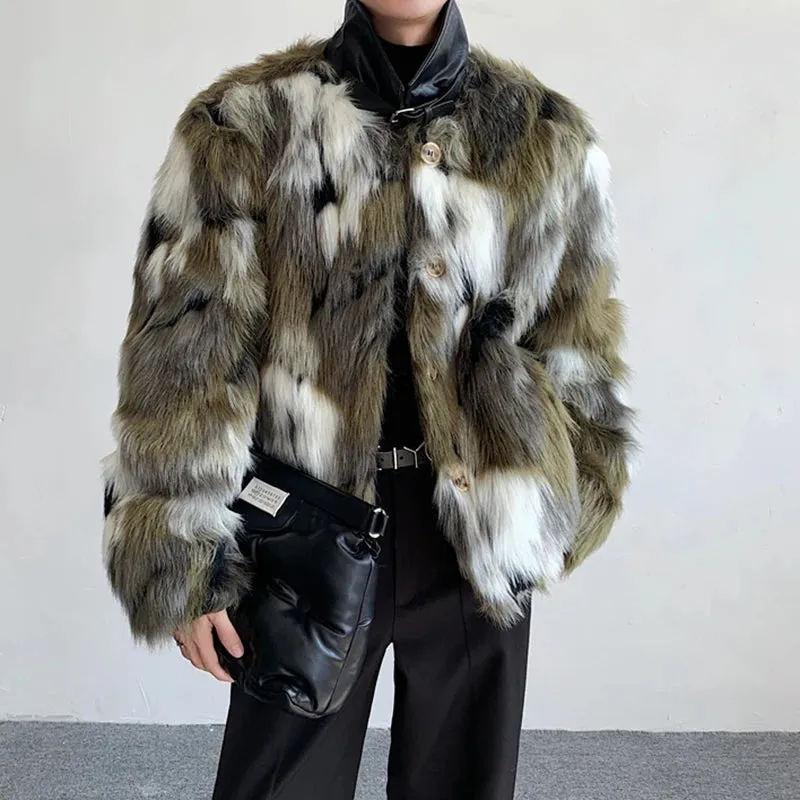 Color Contrast Faux Fur Jacket