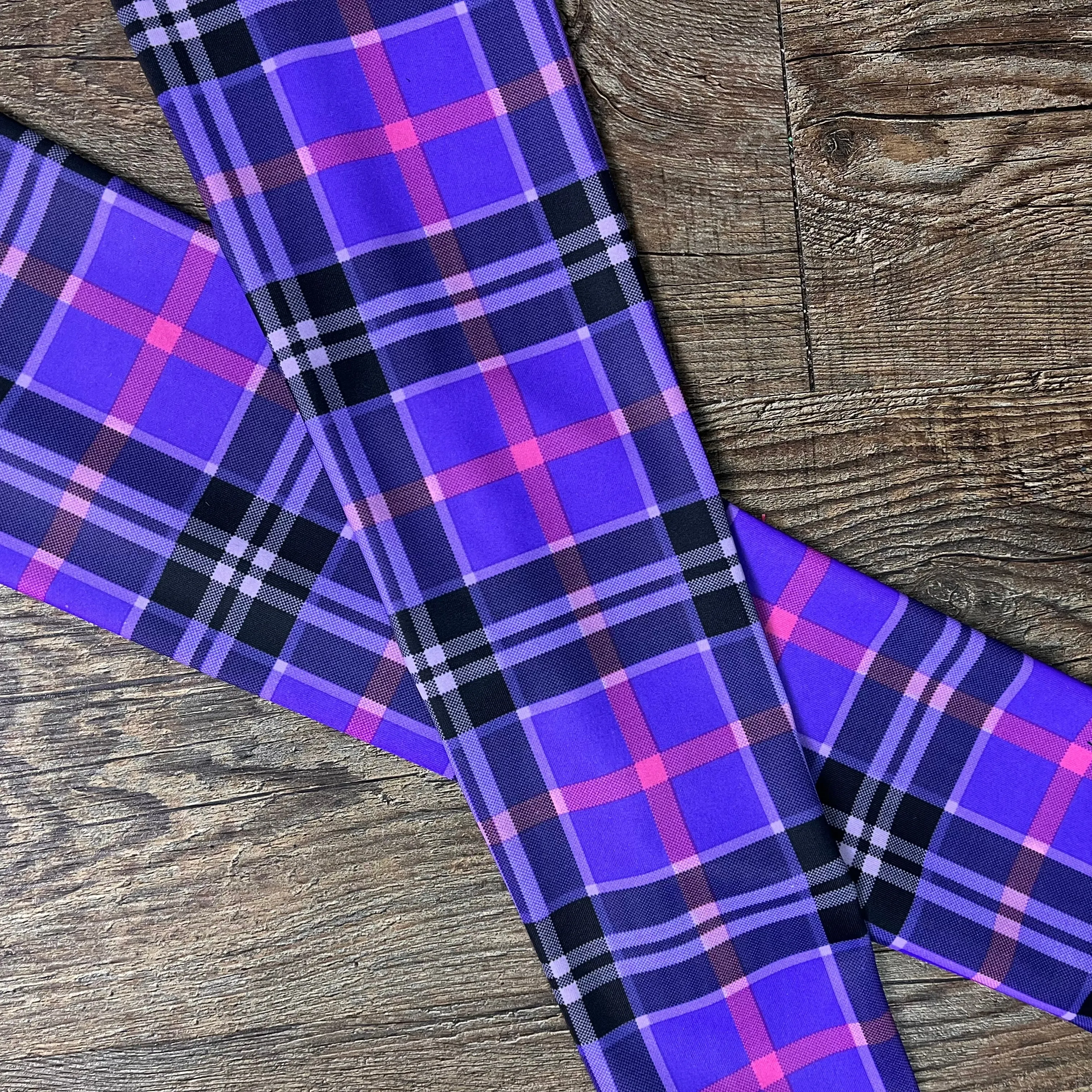 Compression Arm Sleeves in Purple Plaid Print Spandex