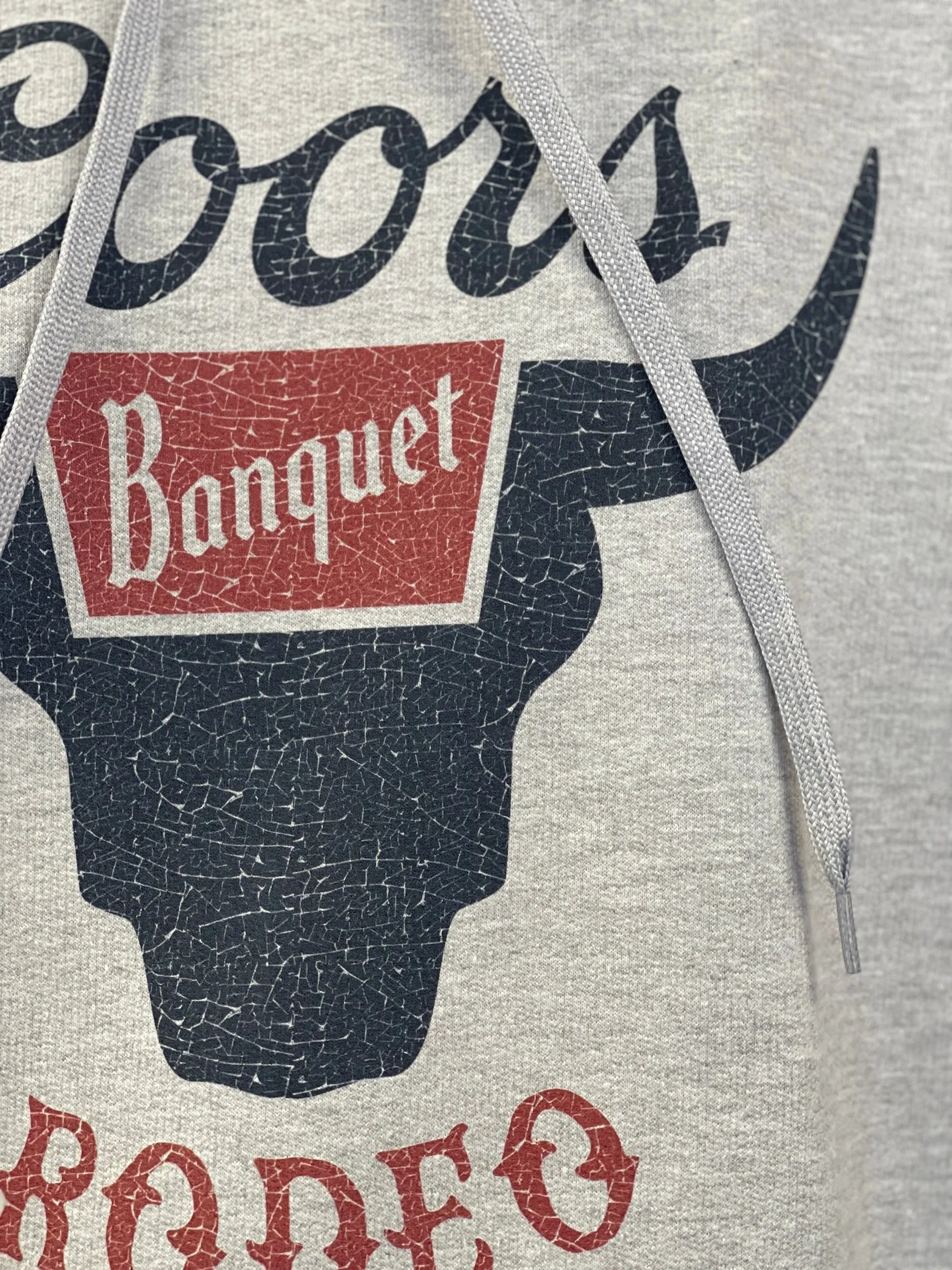 Coors Banquet Rodeo BULL Graphic Hoodie- Heather Grey