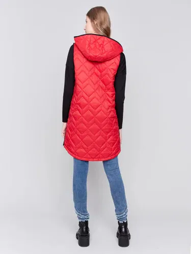 Cranberry Hooded Quilted Vest