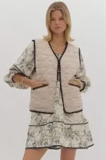 Creme bru-lee Quilted Vest