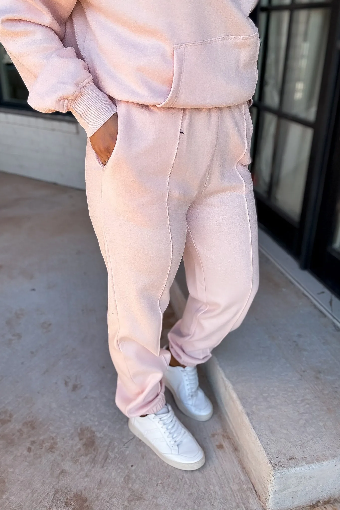 Cute Take Dusty Pink High Waisted Pintuck Sweatpants