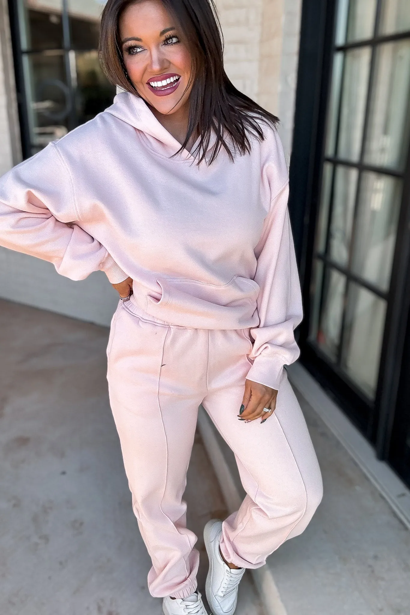 Cute Take Dusty Pink High Waisted Pintuck Sweatpants