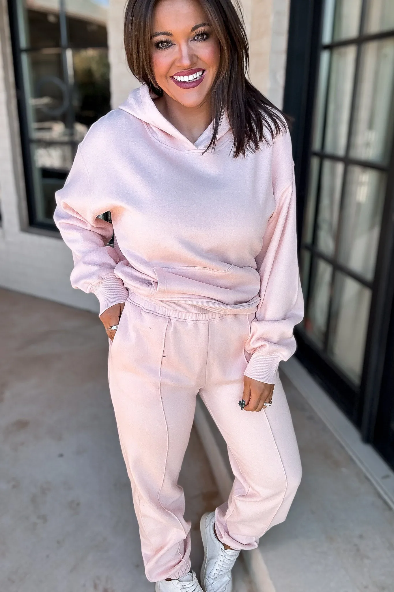 Cute Take Dusty Pink High Waisted Pintuck Sweatpants