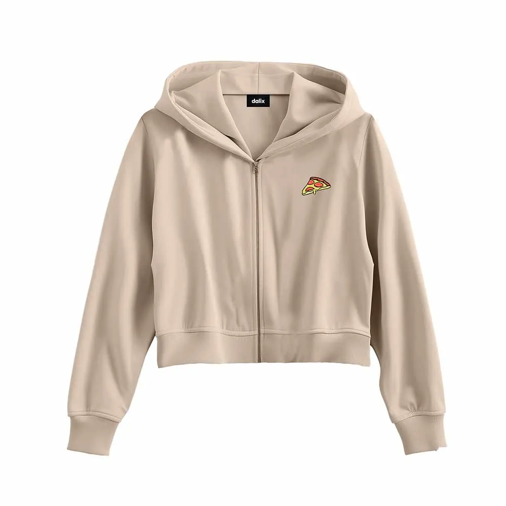 Dalix Pizza Cropped Zip Hoodie