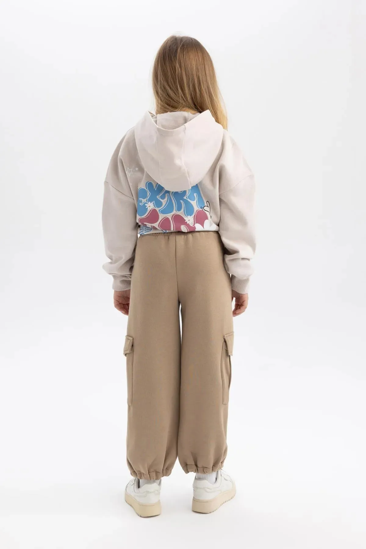 Defacto Girl's Beige Cargo Fit Thick Sweatpants