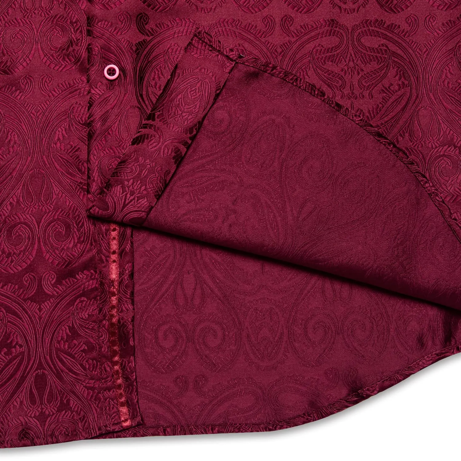 DiBanGu Tuxedo Shirt Burgundy Paisley Business Mens Button Up Shirts