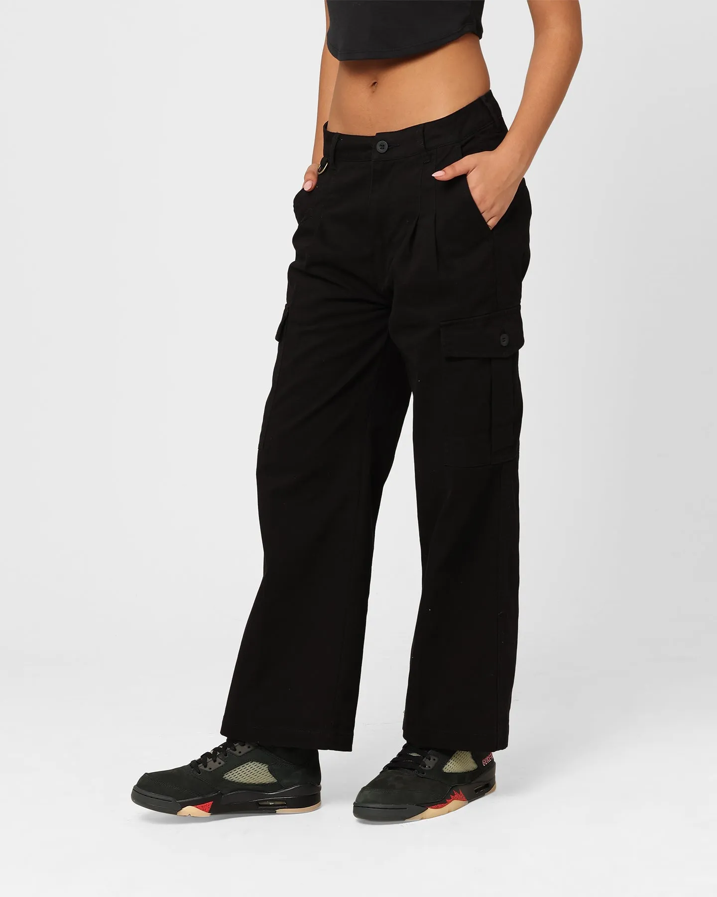 Dickies Women's Holland Pleated Cargo Pants Black