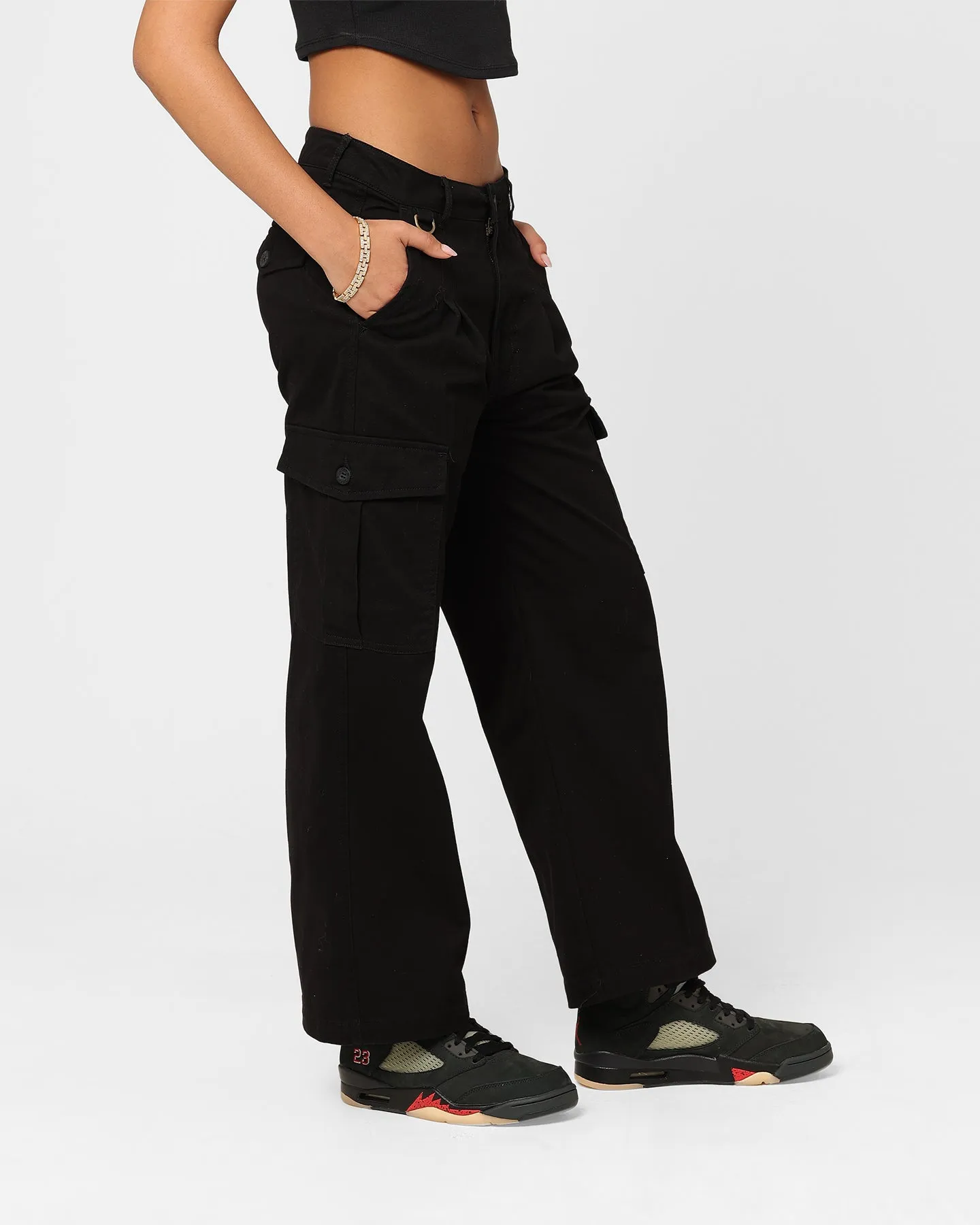 Dickies Women's Holland Pleated Cargo Pants Black