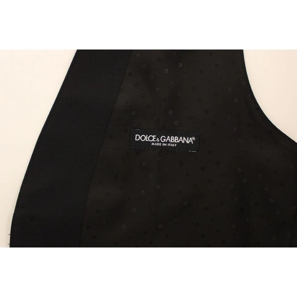 Dolce & Gabbana Elegant Silk-Wool Black Dress Vest