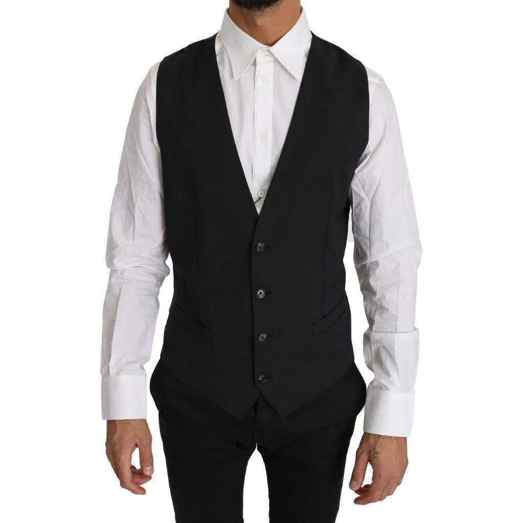 Dolce & Gabbana Elegant Slim Fit Gray Wool Vest