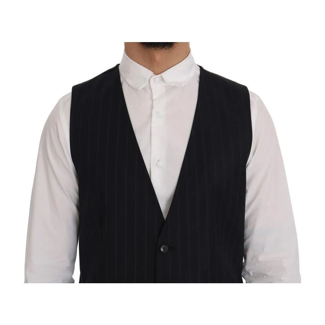 Dolce & Gabbana Elegant Striped Wool Blend Vest Waistcoat