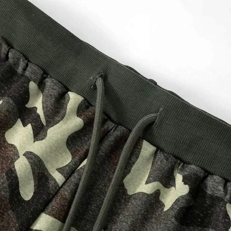 Drawstring camouflage high rise self tie cargo pant