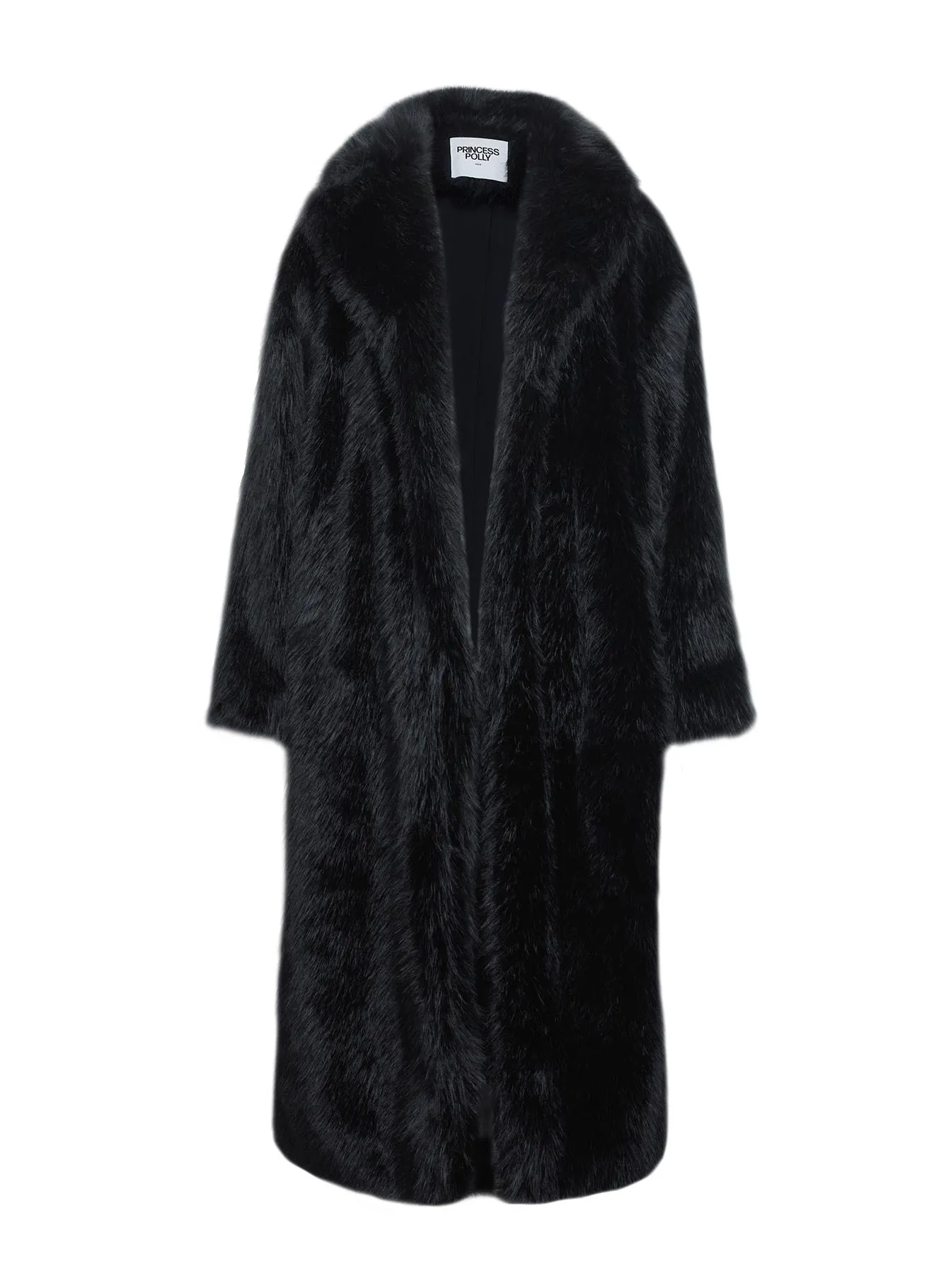 End Of Beginning Faux Fur Longline Jacket Black