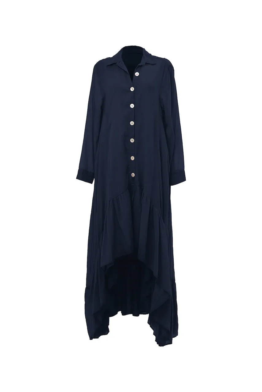 Erika Pena Eva Shirt Dress in Navy