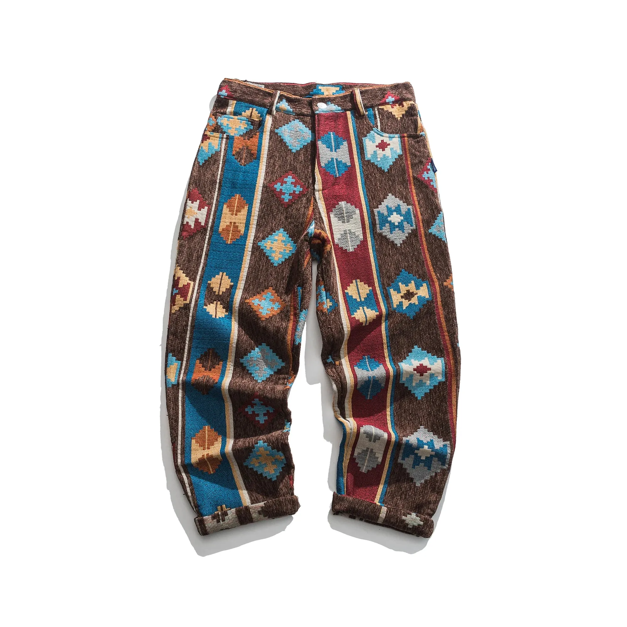 Ethnic Style Geometric Pattern Casual Pants - Straight Trousers