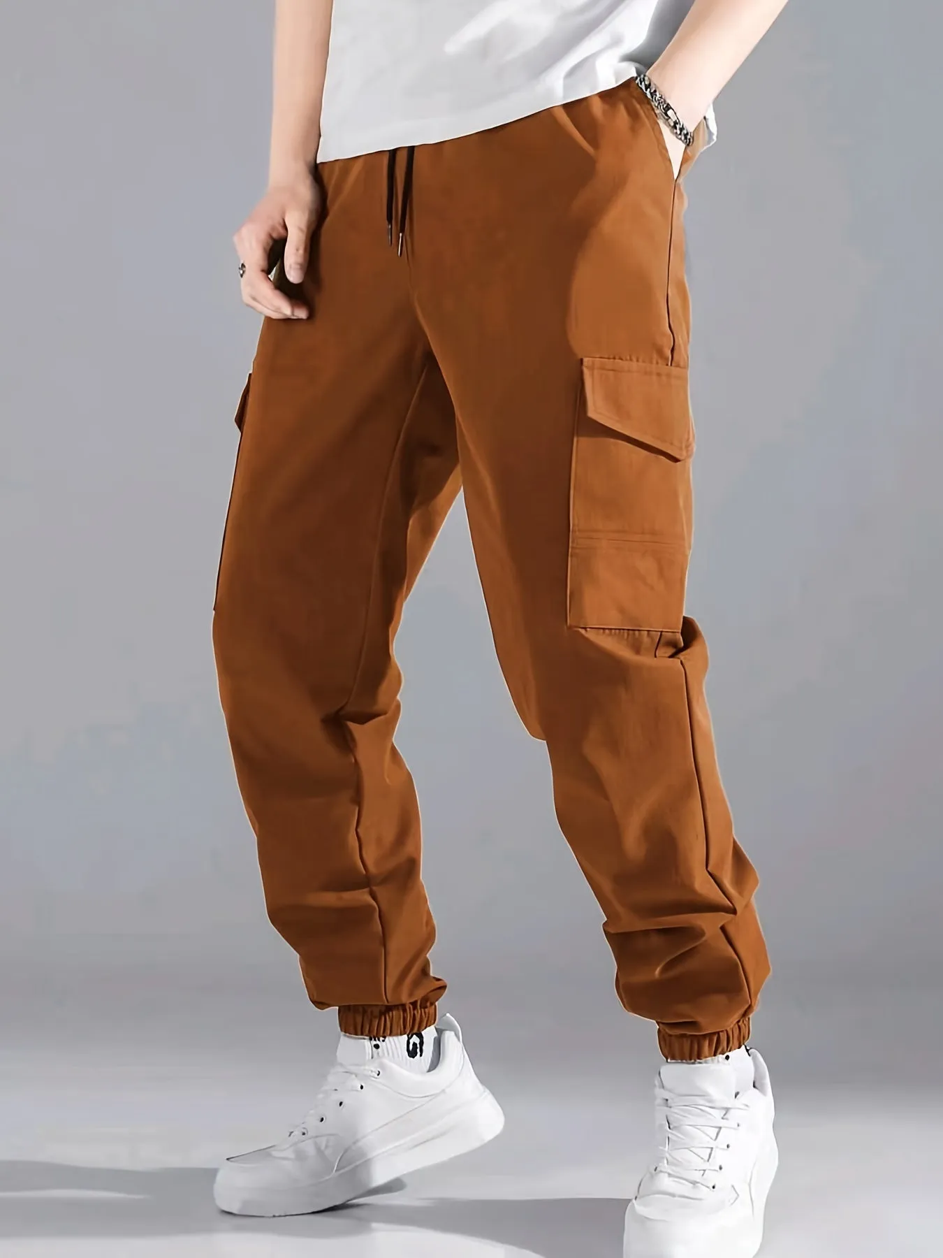 Fashionable Solid Cargo Pants for Mens Urban Street Style