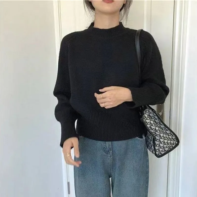 Fashionkova  Winter Vintage Base O-Neck Knitted Sweater Women Casual Lazy Oaf All-Match Pullover Sweaters Female Solid Simple Knitwear