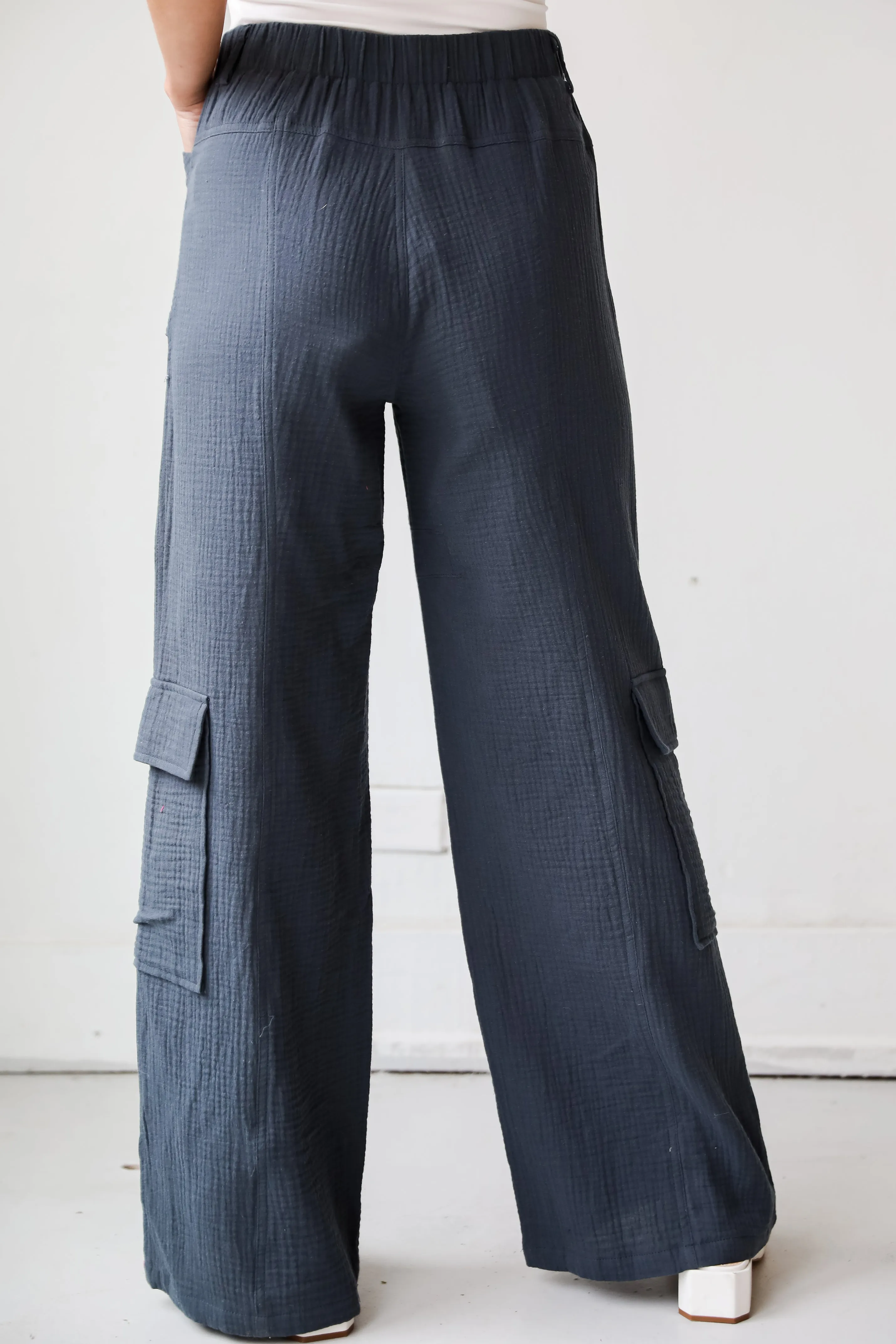 FINAL SALE - Trendsetting Impact Charcoal Linen Cargo Pants