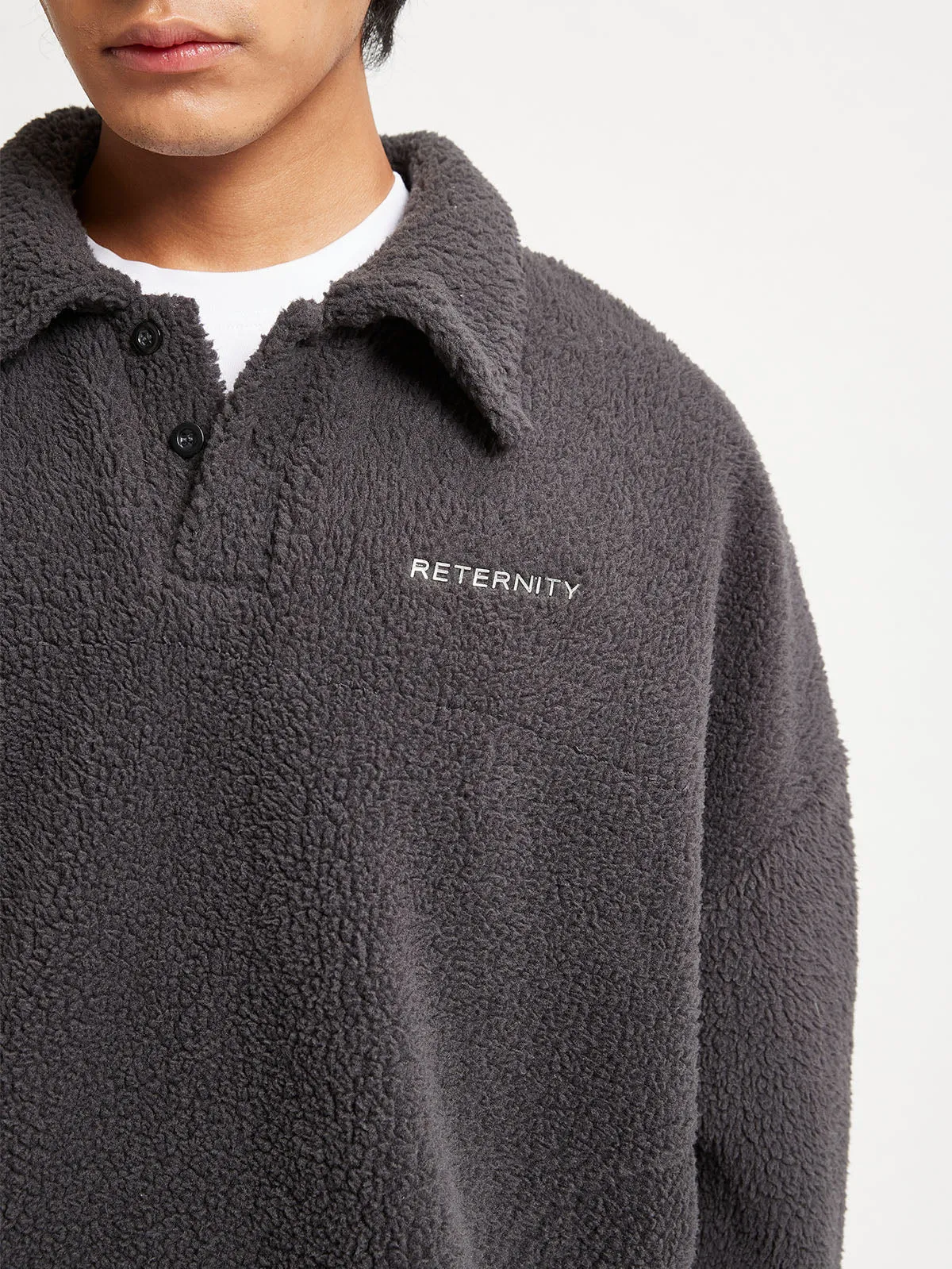 FLEECE POLO SWEATER - DARKGREY