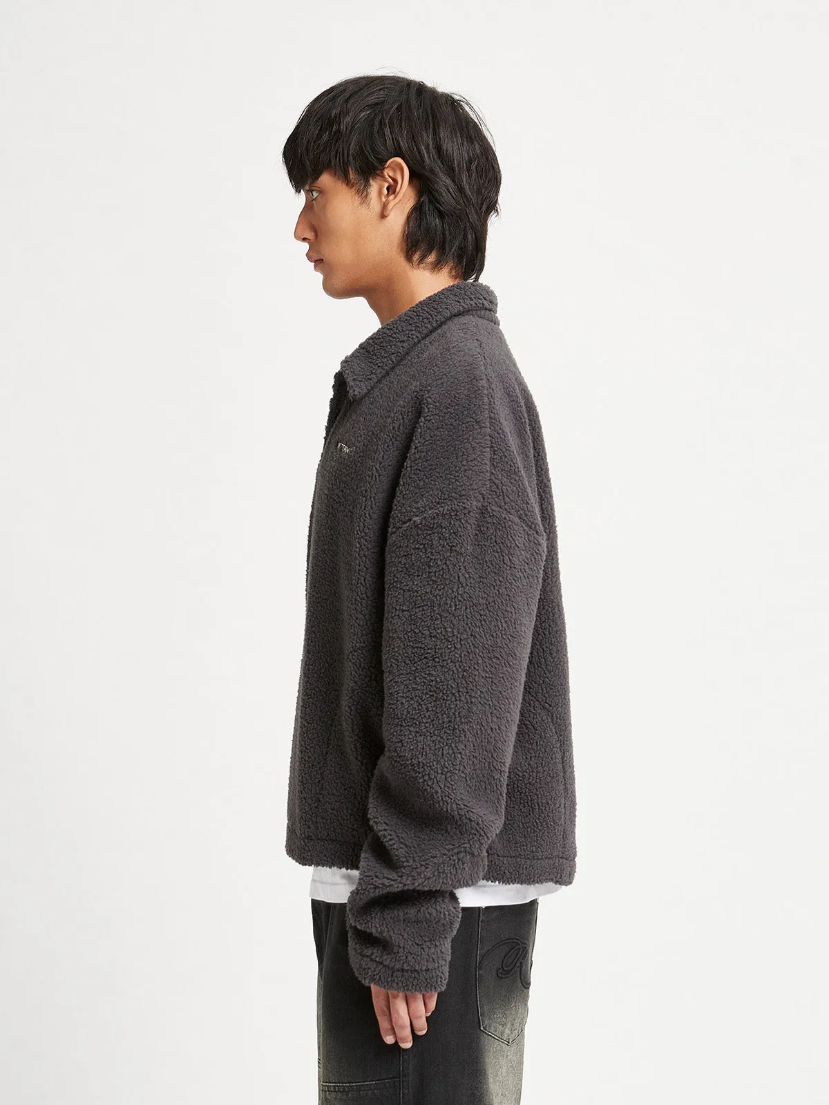 FLEECE POLO SWEATER - DARKGREY