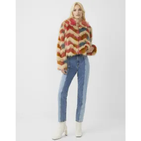 French Connection Dallow Rainbow Faux Fur Crop Jacket 75RBA