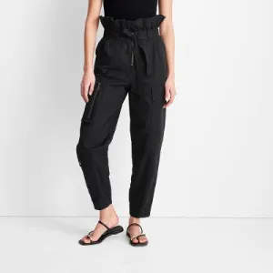 Future Collective w/Jenny K Lopez Black High-Waisted Fold Over Cargo Pants