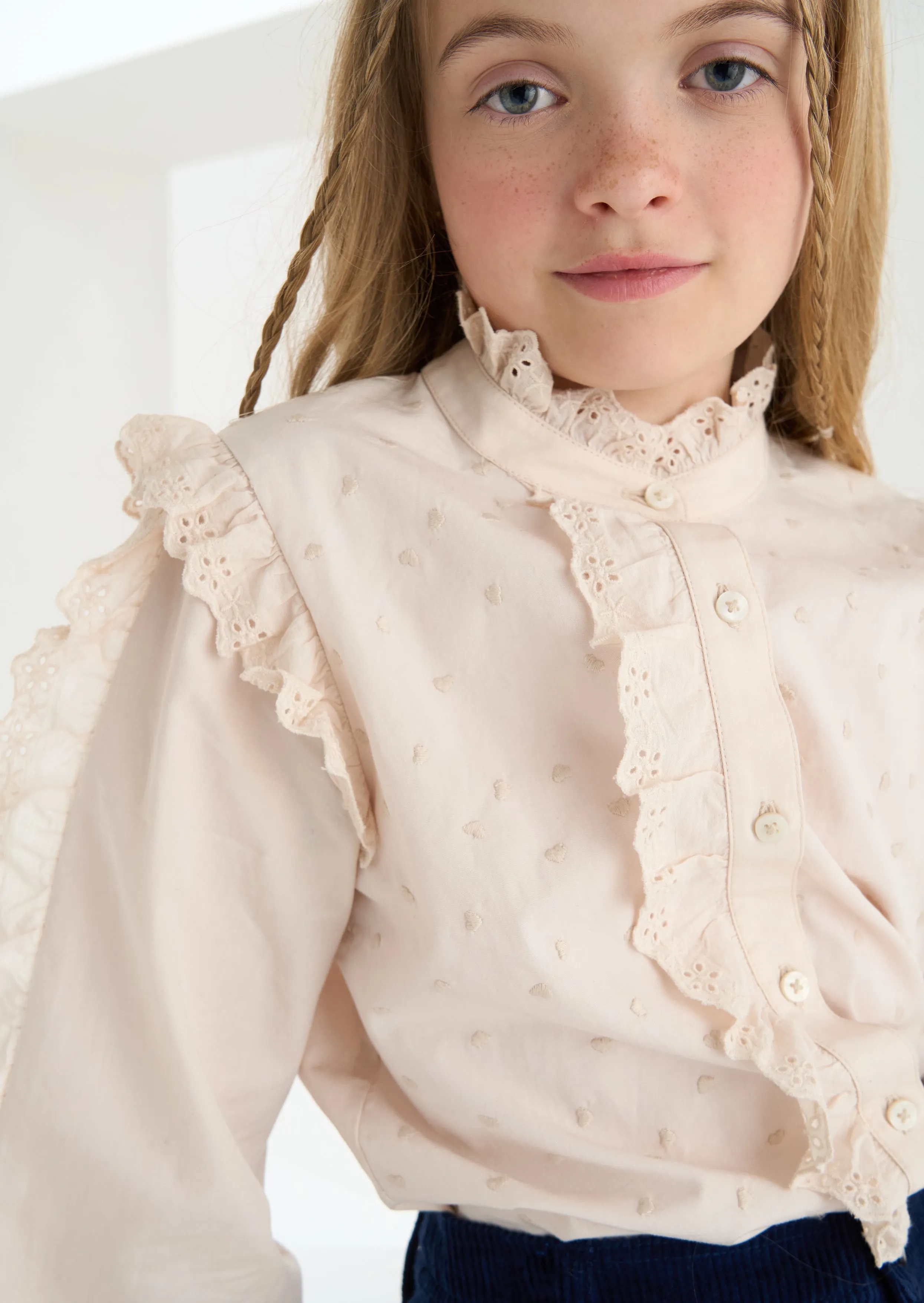 Genevieve Embroidered Frill Blouse