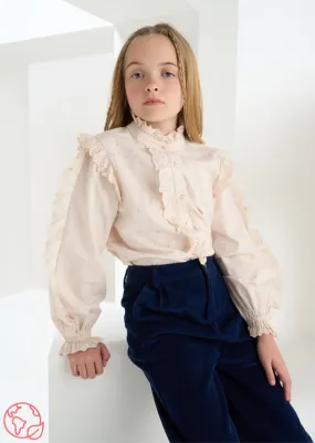 Genevieve Embroidered Frill Blouse