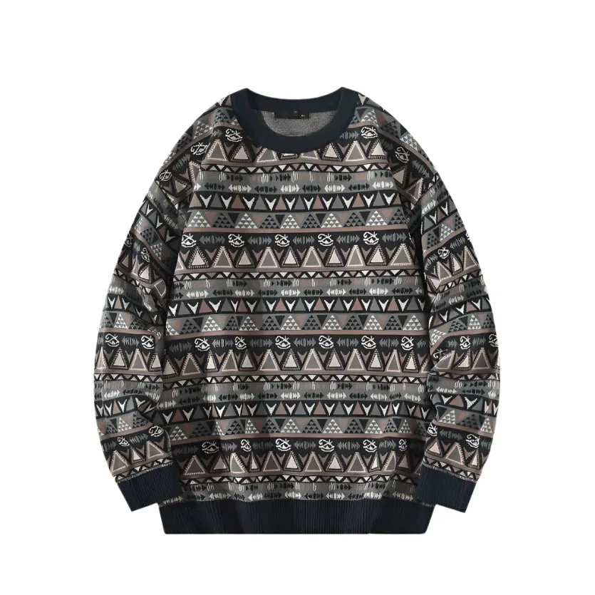 Geometric Knit Grandad Jumper