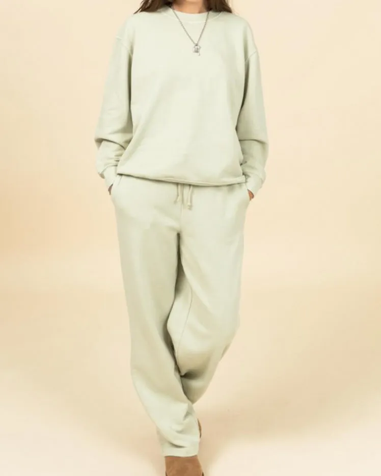 Gia Oversized Drawstring Sweatpants (Sage)