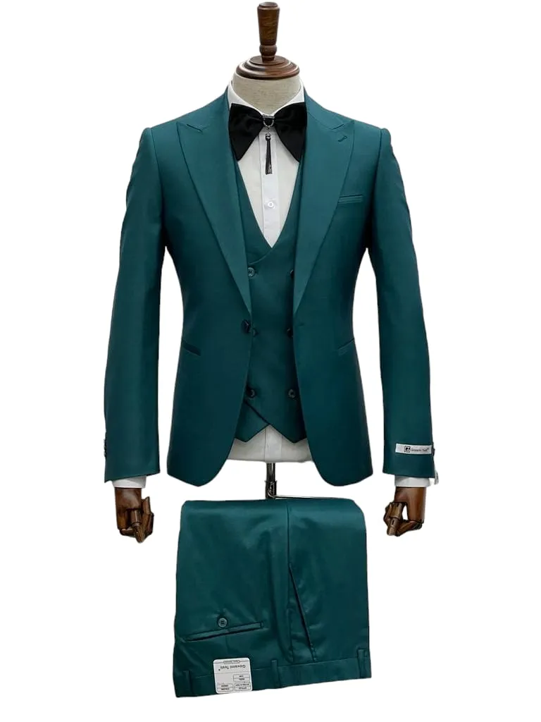 Giovanni Testi 1 Button 3 piece slim fit suit GT1PA V-1501 GREEN