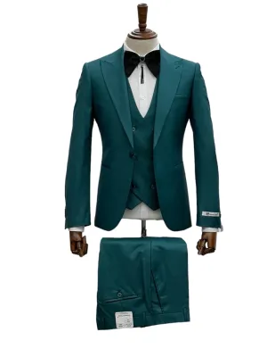 Giovanni Testi 1 Button 3 piece slim fit suit GT1PA V-1501 GREEN