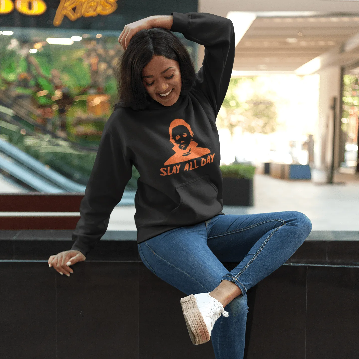 Halloween Hoodie Slay All Day Midweight Ultra Soft Blended Cotton Pullover