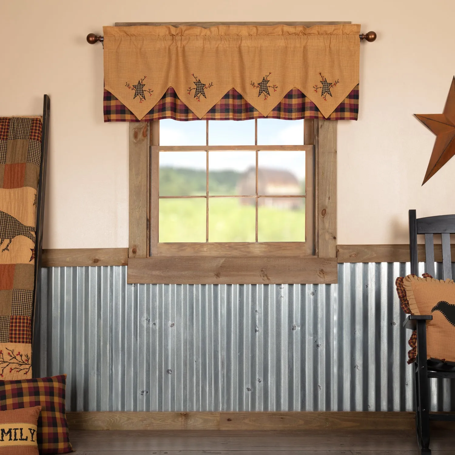 Heritage Farms Primitive Star and Pip Valance Layered 20x60