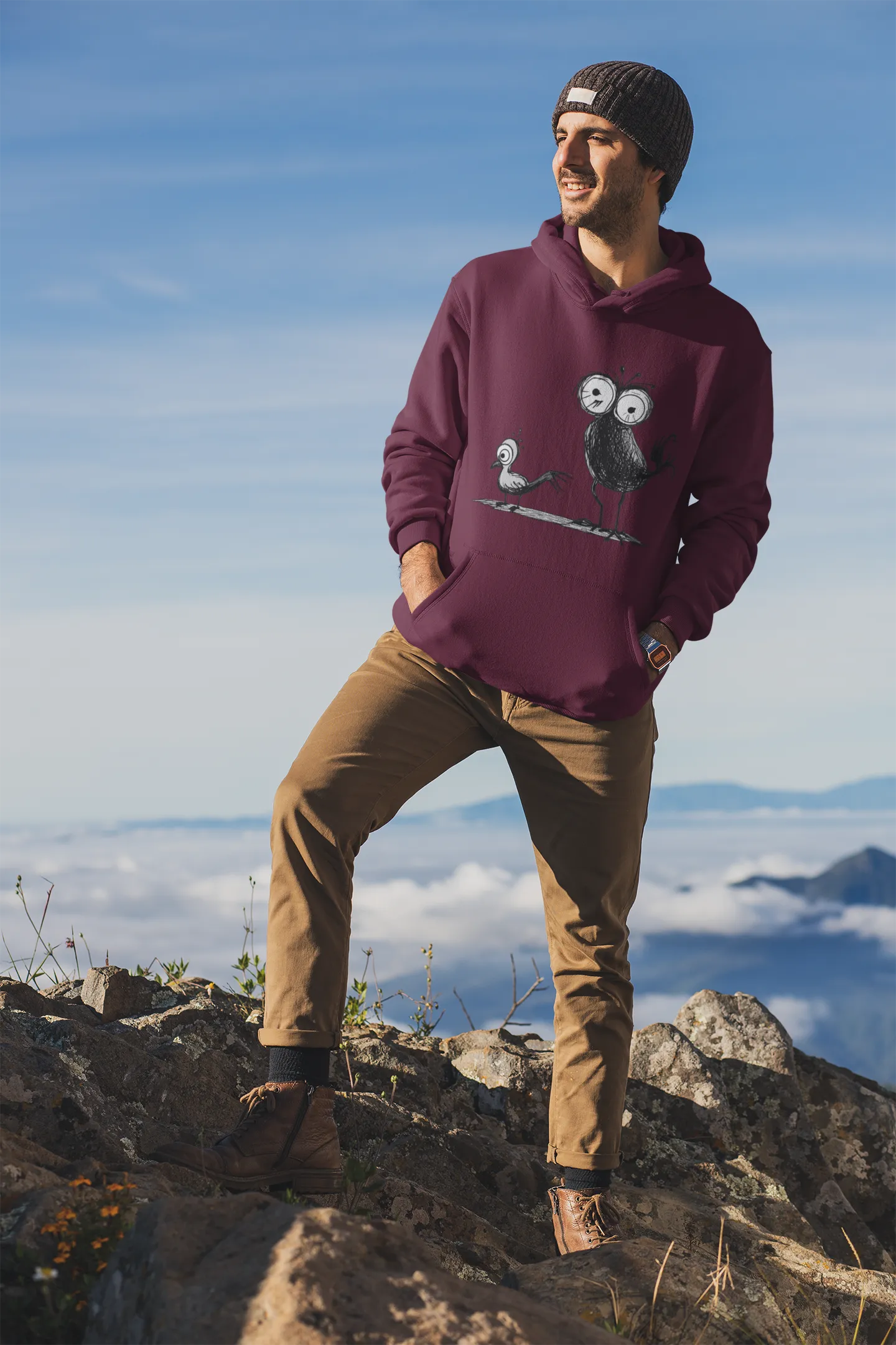 Herren Hoodie mit Vogelmotiv "Spatzen"