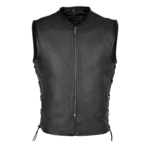 HMM931 Men's Naked Leather Premium Vest with Lace Sides