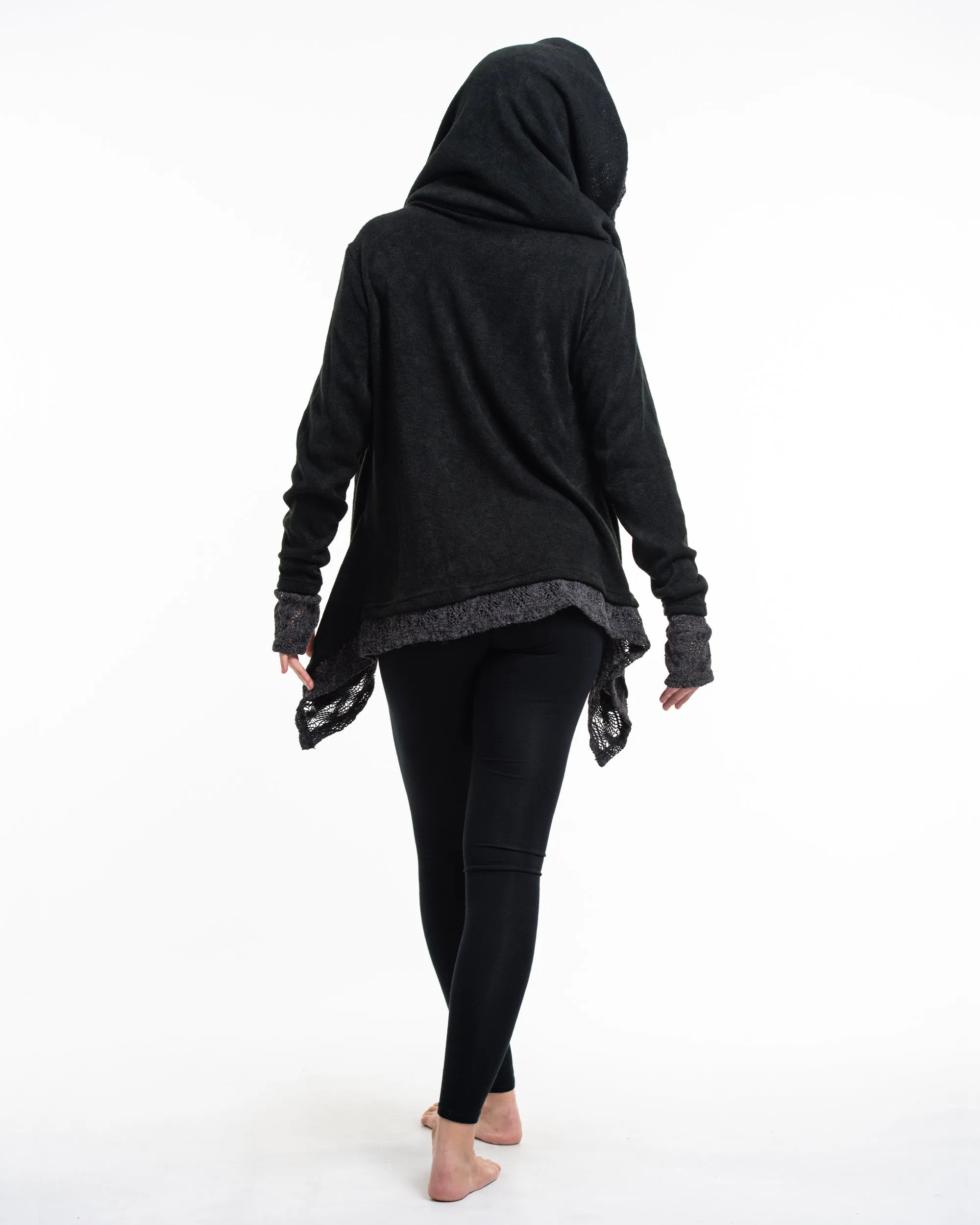 Hooded Shawl Cardigan in Black