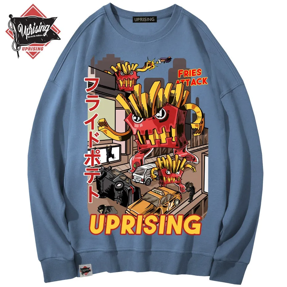 Hoodies, Sweatshirts  French fries attack uprising counterattack men's long-sleeved original fashion brand hip hop punk