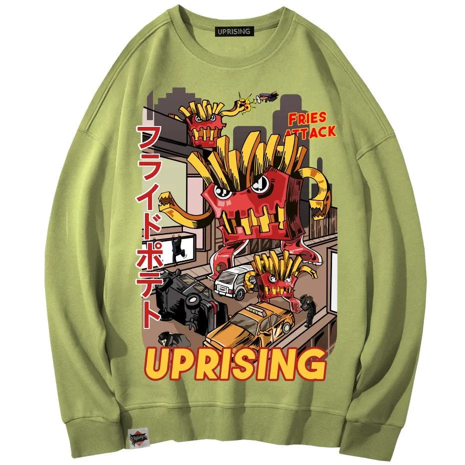 Hoodies, Sweatshirts  French fries attack uprising counterattack men's long-sleeved original fashion brand hip hop punk