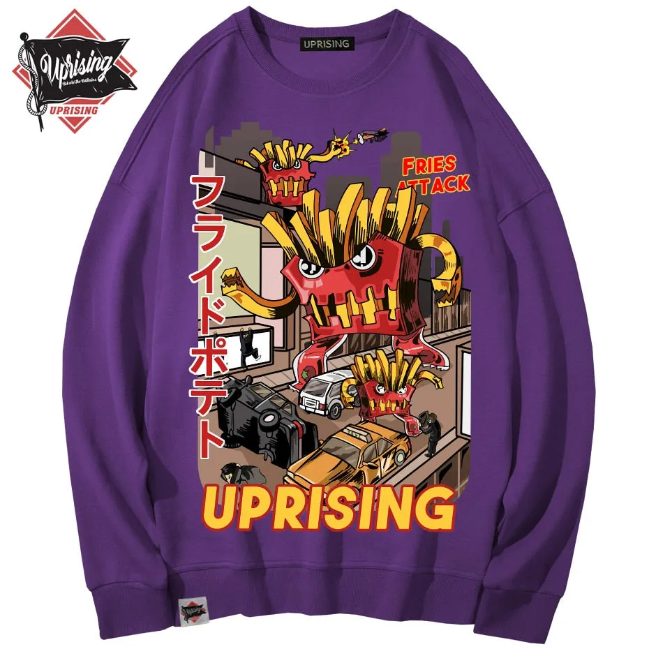 Hoodies, Sweatshirts  French fries attack uprising counterattack men's long-sleeved original fashion brand hip hop punk