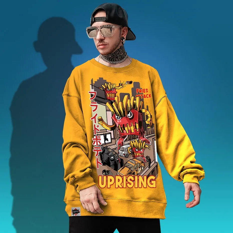 Hoodies, Sweatshirts  French fries attack uprising counterattack men's long-sleeved original fashion brand hip hop punk