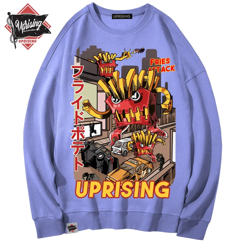 Hoodies, Sweatshirts  French fries attack uprising counterattack men's long-sleeved original fashion brand hip hop punk