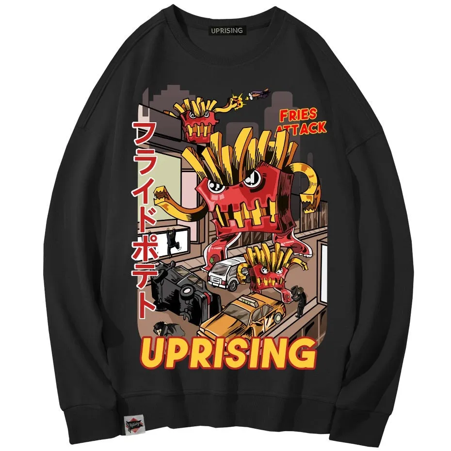 Hoodies, Sweatshirts  French fries attack uprising counterattack men's long-sleeved original fashion brand hip hop punk