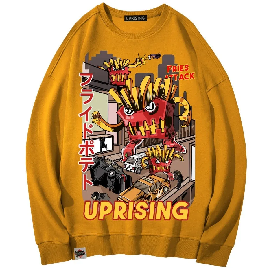 Hoodies, Sweatshirts  French fries attack uprising counterattack men's long-sleeved original fashion brand hip hop punk