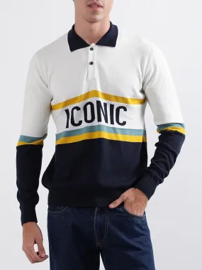 Iconic Men Multicolor Solid Polo Sweater