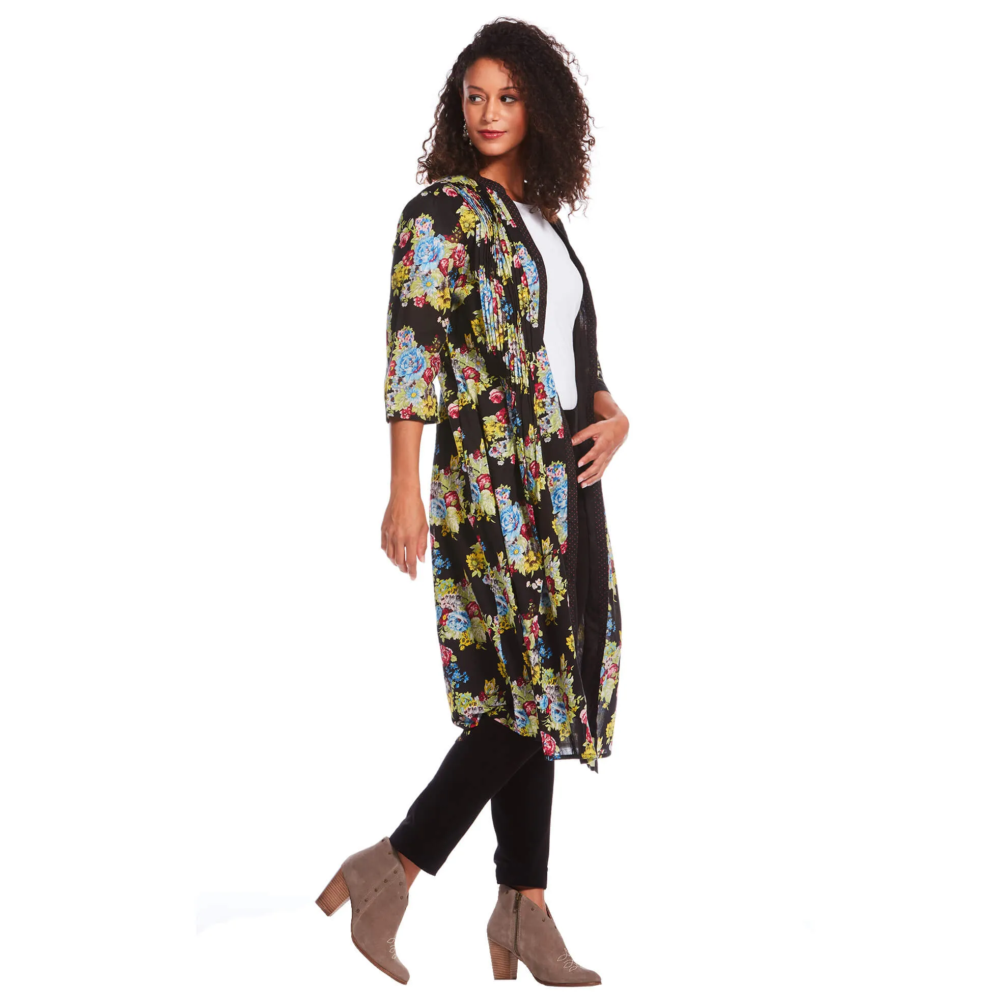 J. Peterman Women's Button-Front Cotton Dress in Black Floral